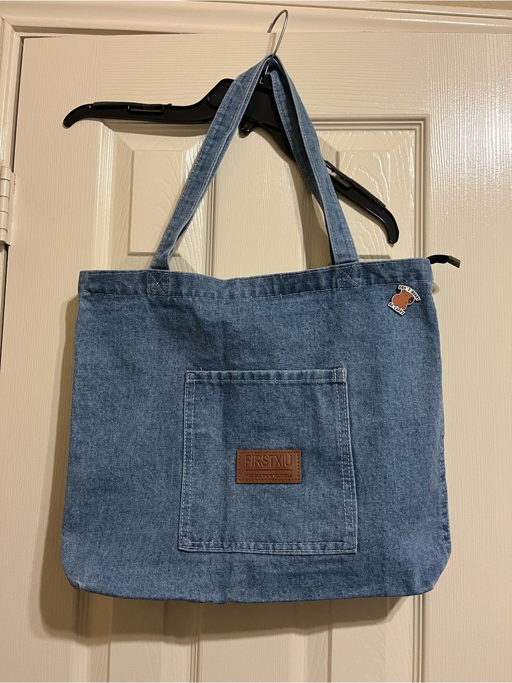 Denim Tote Bag with Front Pocket NIP